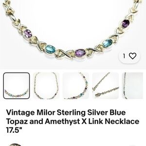 Milor Silver Necklace with Blue and Purple Accents